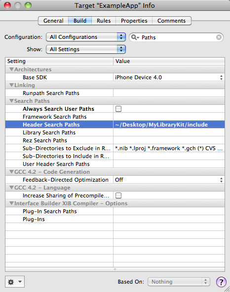 Configure Header Search Paths
